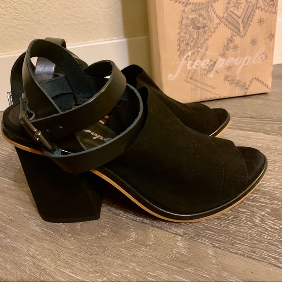 Black Suede Leather Strappy Heeled Sandals - Picture 7 of 11